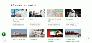 Главная страница сайта правительства ОАЭ с включённым английским языком